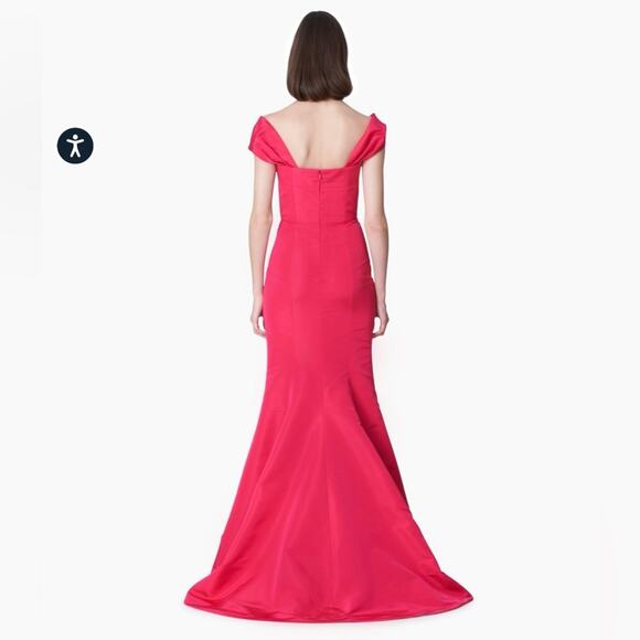 Carolina Herrera NWT Azalea Pink Off Shoulder Trumpet Evening Gown Size 16 - Picture 2 of 12